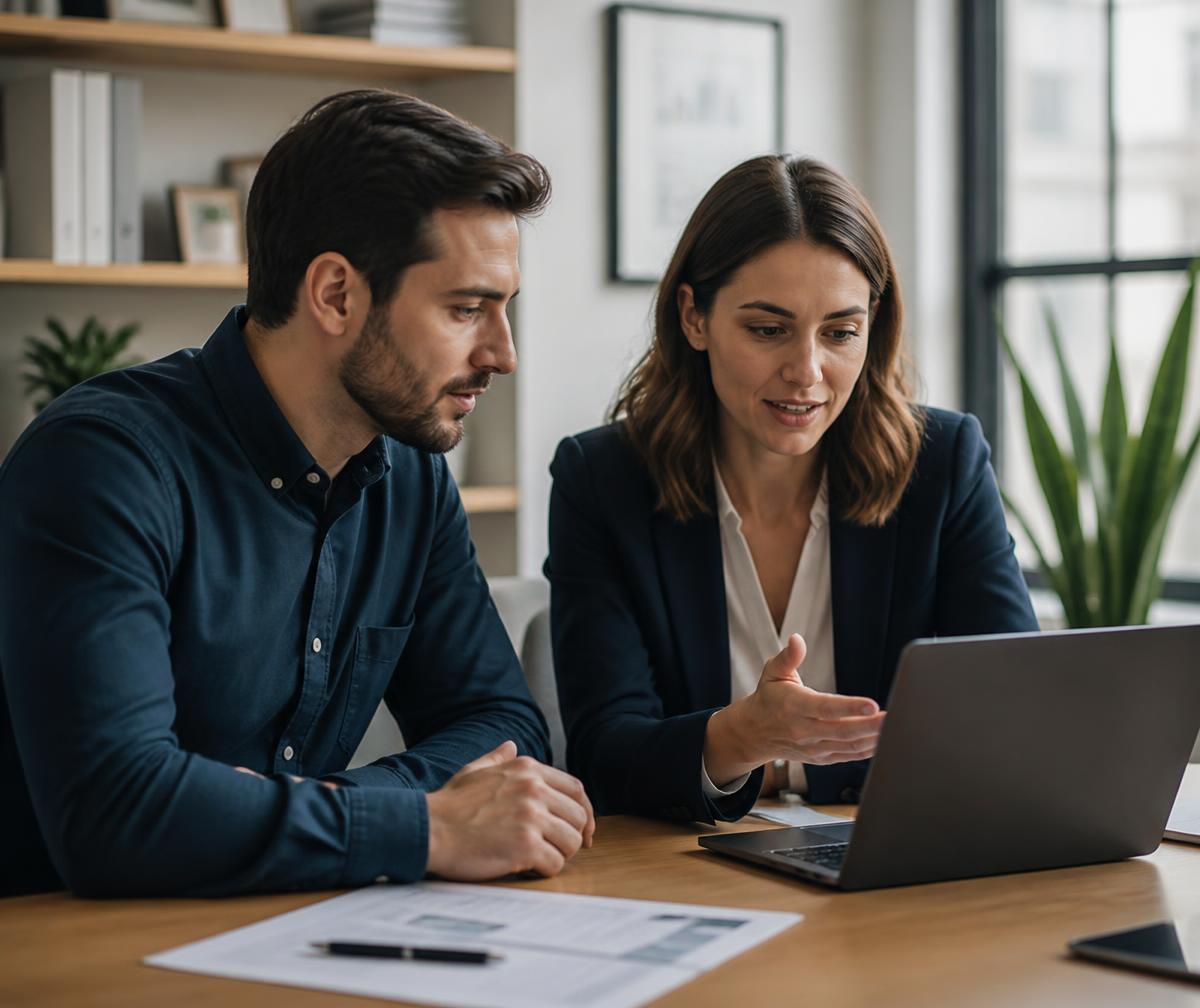 A founder and CFO reviewing financial performance together