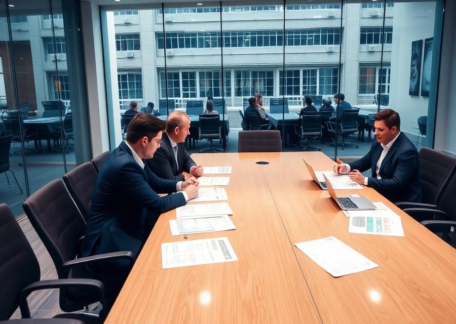 Executives meeting in a corporate boardroom